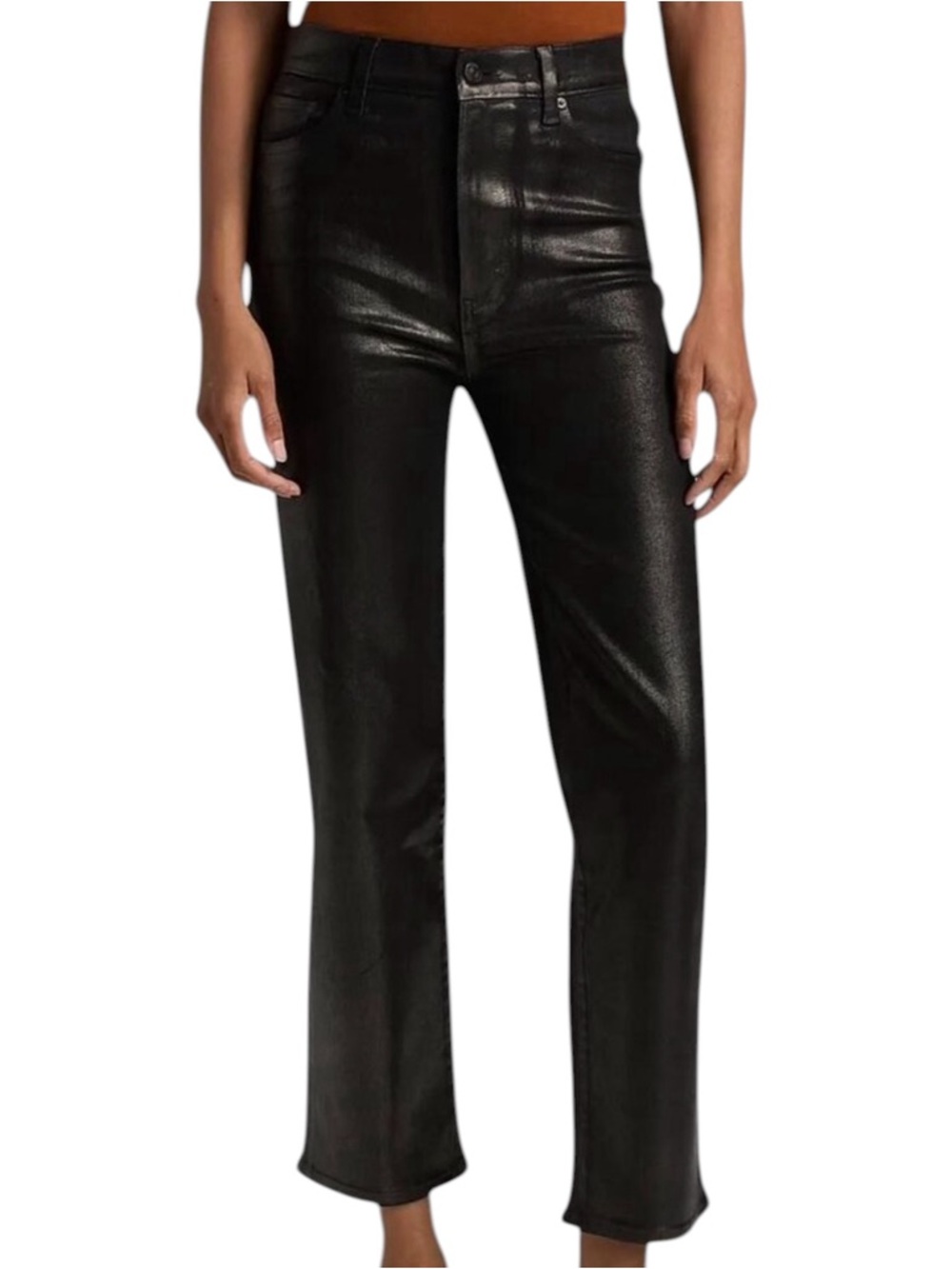 NWT FRAME Denim Le Sleek Straight Coated Stretch Denim High-Rise Ankle Jeans